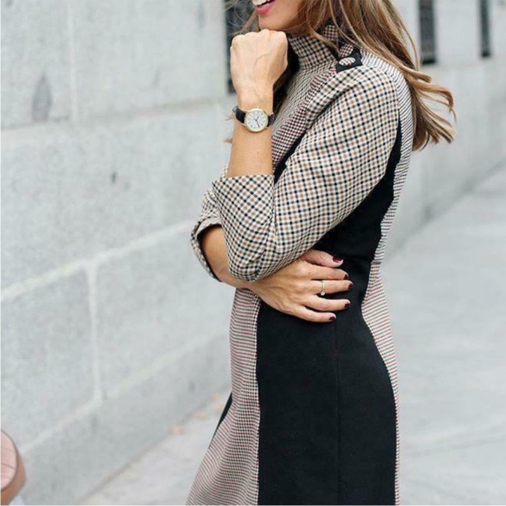 ** LAST DAY 6/18..Donating ** Zara houndstooth patchwork mini dress - Picture 3 of 12